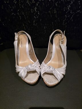 Call It Spring Silver Knot Slingback Heels - Women's